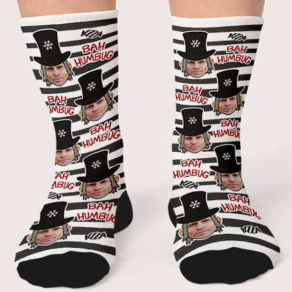 Personalised Photo Upload Bah Humbug Socks