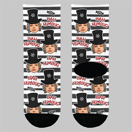 Personalised Photo Upload Bah Humbug Socks