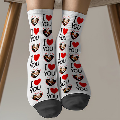 Personalised I Love You Photo Socks