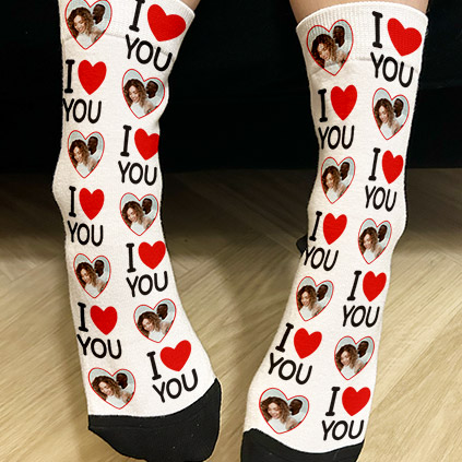 Personalised I Love You Photo Socks