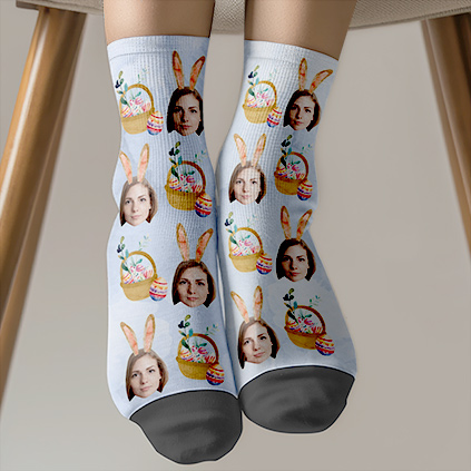 Personalised Easter Bunny Photo Socks
