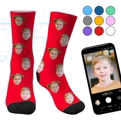 Personalised 2 Photo Face Socks Choose Colour Personalised 2 Photo Face Socks Choose Colour