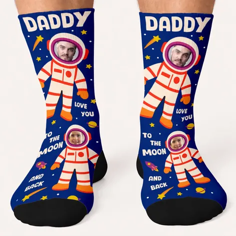 Photo Socks For Daddy Love You To The Moon And Back Photo Socks For Daddy Love You To The Moon And Back