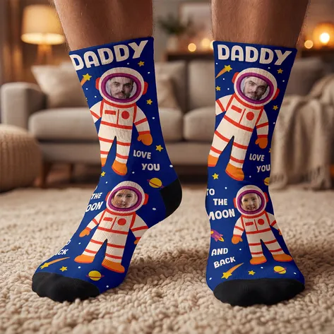 Photo Socks For Daddy Love You To The Moon And Back