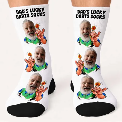 Personalised Darts Photo Socks For Dad Personalised Darts Photo Socks For Dad