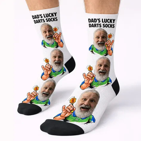 Personalised Darts Photo Socks For Dad