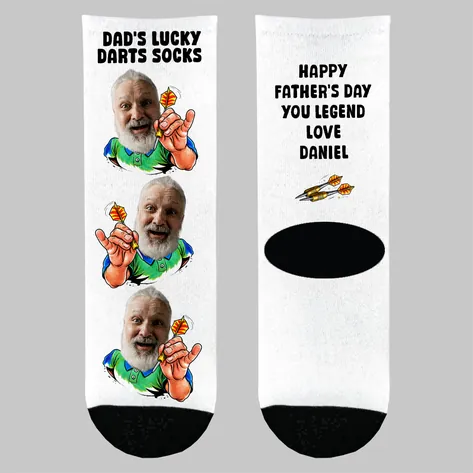 Personalised Darts Photo Socks For Dad