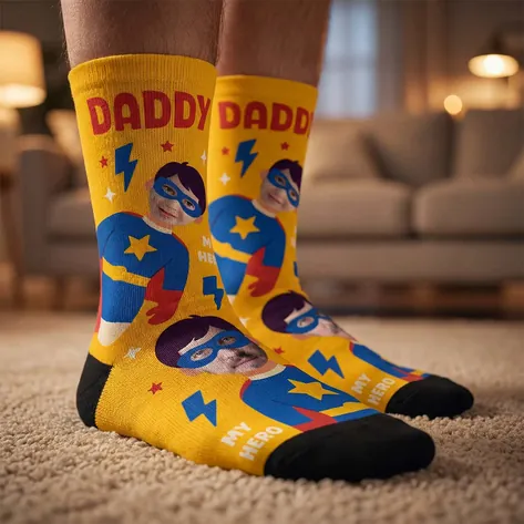 Photo Socks Superhero Daddy