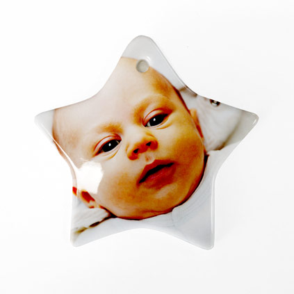 Personalised Star Ceramic Photo Bauble Decoration