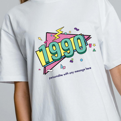 Personalised 1990's Retro T-Shirt Choose Any Year