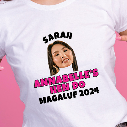 Personalised Photo Upload Face T-Shirt for Hen Do