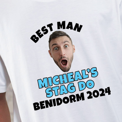 Personalised Photo Upload Face T-Shirt for Stag Do