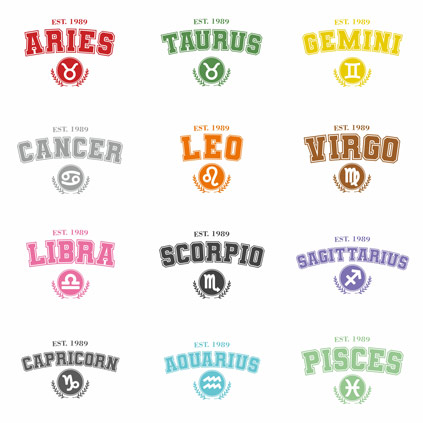 Personalised Zodiac Star Sign Varsity Style T-Shirt