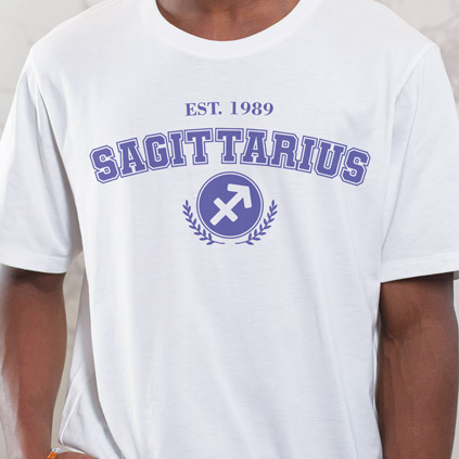 Personalised Zodiac Star Sign Varsity Style T-Shirt