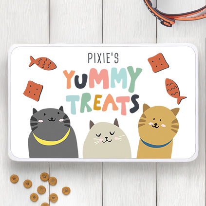 Personalised Yummy Cat Treats Tin