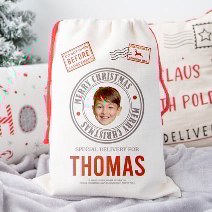 Personalised Santa Sack Photo Upload Christmas Sack For Kids