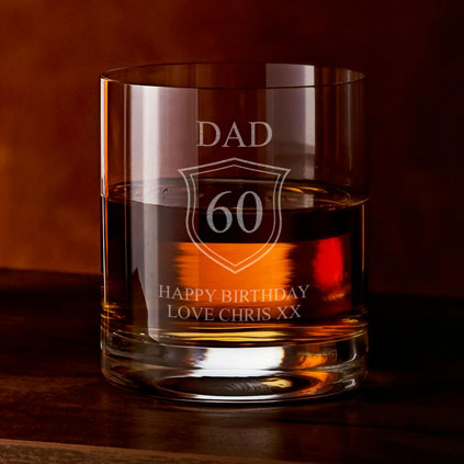 Personalised Birthday Whisky Glass Shield Any Age