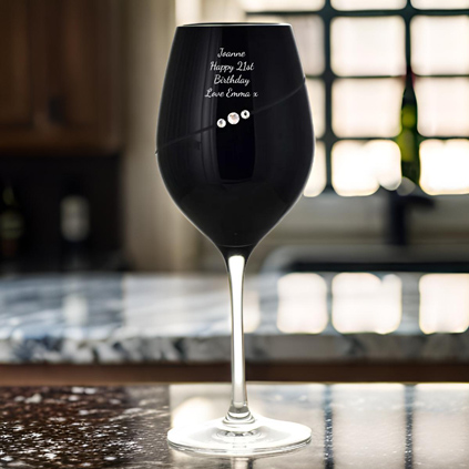 Personalised Single Black Wine Glass With Swarovski Elements