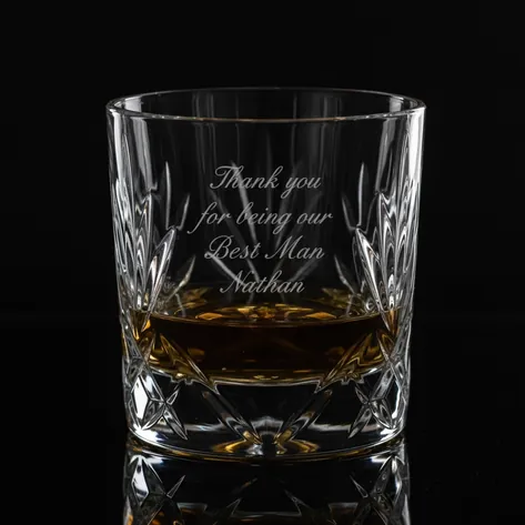 Personalised Whiskey Glass Tumbler Hand Cut