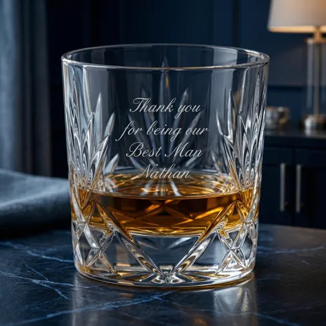 Personalised Whiskey Glass Tumbler Hand Cut