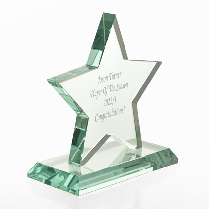 Personalised Glass Star Trophy Award