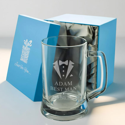 Personalised Wedding Beer Tankard Suit And Tie