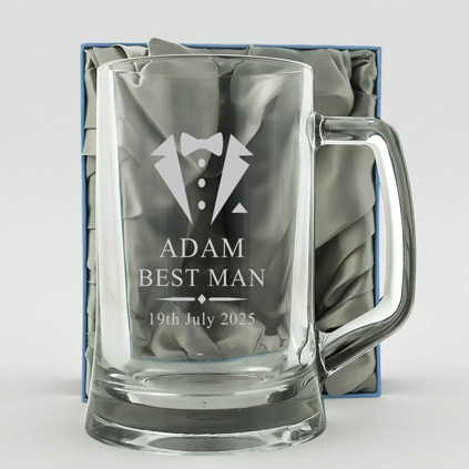 Personalised Wedding Beer Tankard Suit And Tie