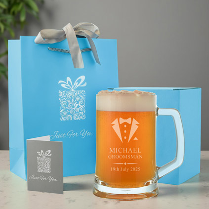 Personalised Wedding Beer Tankard Suit And Tie