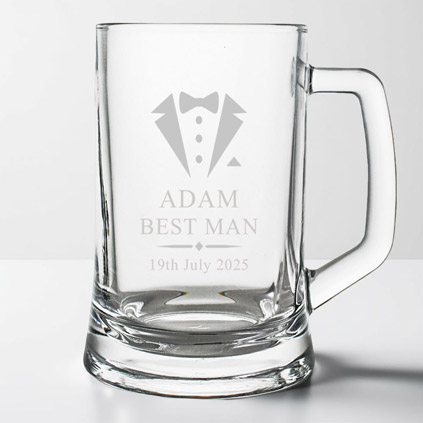 Personalised Wedding Beer Tankard Suit And Tie