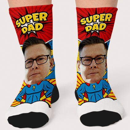 Personalised Super Dad Photo Socks