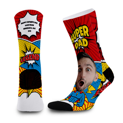 Personalised Super Dad Photo Socks