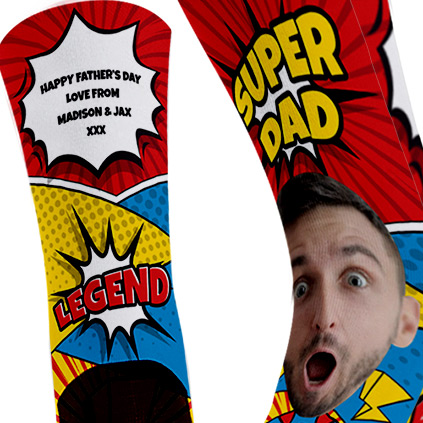 Personalised Super Dad Photo Socks