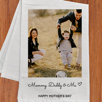 Photo Upload Tea Towel With Custom Message