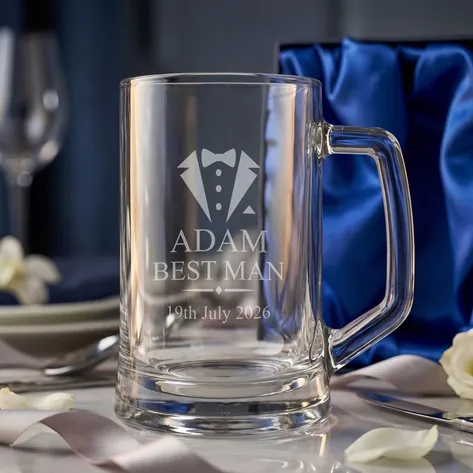 Personalised Wedding Beer Tankard Suit And Tie