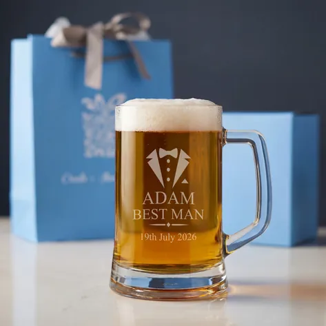 Personalised Wedding Beer Tankard Suit And Tie