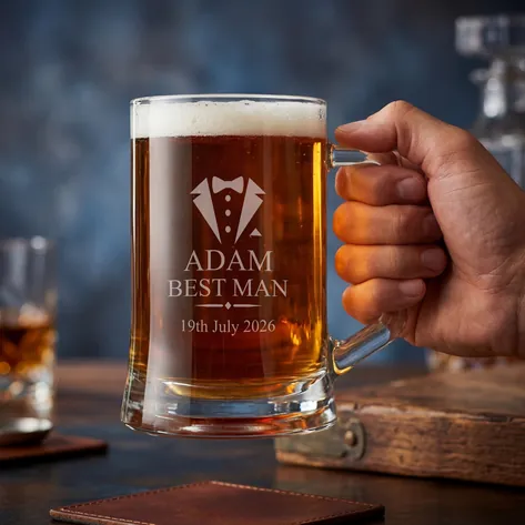 Personalised Wedding Beer Tankard Suit And Tie