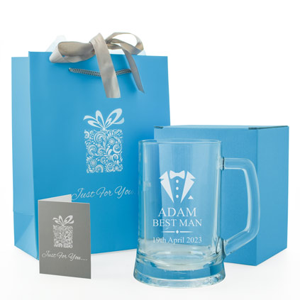 Personalised Wedding Beer Tankard Suit And Tie