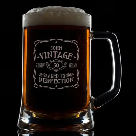 Personalised Pint Tankard - Vintage Birthday Any Name And Age