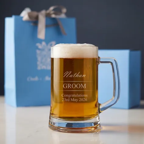 Personalised Wedding Pint Tankard Thank You Groomsman Gift