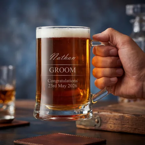 Personalised Wedding Pint Tankard Thank You Groomsman Gift