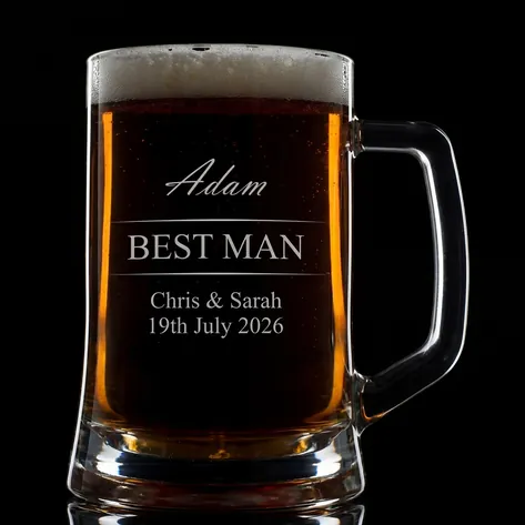 Personalised Wedding Pint Tankard Thank You Groomsman Gift
