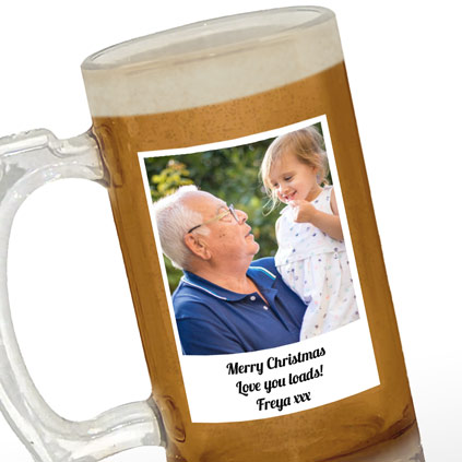 Personalised Photo Upload Beer Tankard With Message