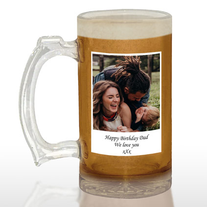 Personalised Photo Upload Beer Tankard With Message