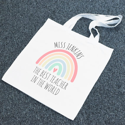 Personalised Tote Bag - Watercolour Rainbow Teacher Thank You Gift