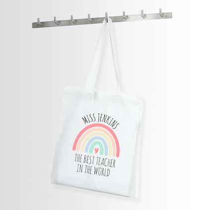 Personalised Tote Bag - Watercolour Rainbow Teacher Thank You Gift