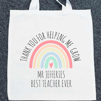 Personalised Tote Bag - Watercolour Rainbow Teacher Thank You Gift