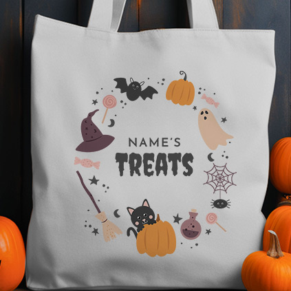 Personalised Halloween Treats Tote Bag