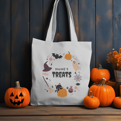 Personalised Halloween Treats Tote Bag