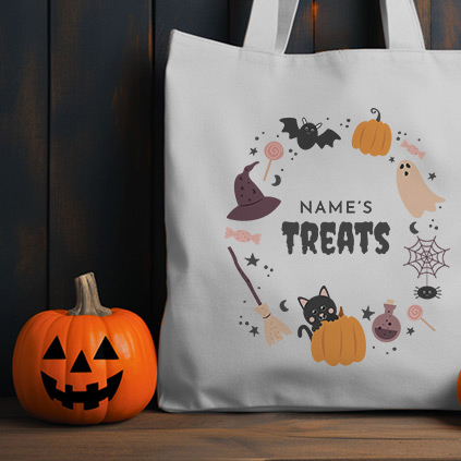 Personalised Halloween Treats Tote Bag