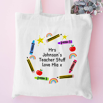 Personalised Thank You Teacher Rainbow Tote Bag